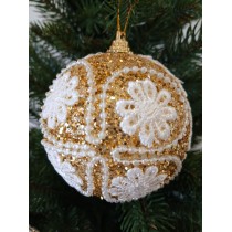 Новорічні кулі золоті з орнаментом Ø80мм, ціна за набір 3 шт (SH271)